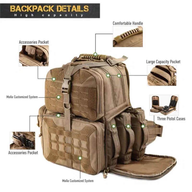 OPERATOR Tactical Range Backpack w/ Pistol Cases (Tan)